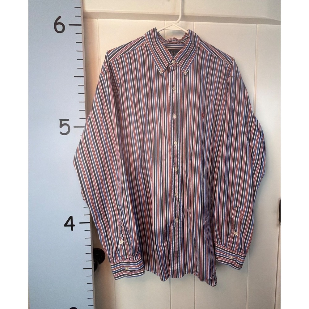 Ralph Lauren Shirt Mens XL Multicolor Striped Custom Fit Button Up Pony Casual